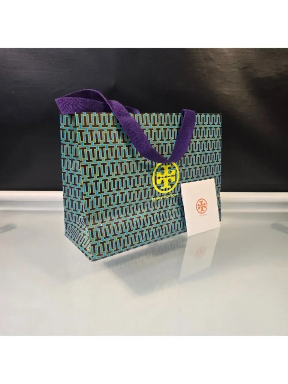 TORY BURCH Authentic Paper Bag Gift Shopping Tote Bag 9x12x5 Purple Blue